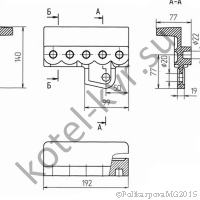 Чертеж держателя левого Т 220.13.002 (5 отверстий) (00.7003.004)