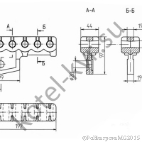 Чертеж держателя среднего 6.30.2 (6 отверстий) (00.7003.003)